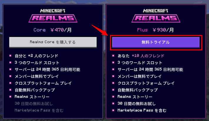 画像:「無料トライアル」をクリック