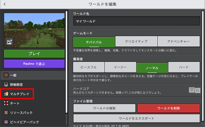 画像:「マルチプレイ」をクリック