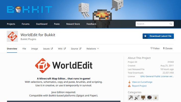 画像：『WorldEdit』のダウンロードページ