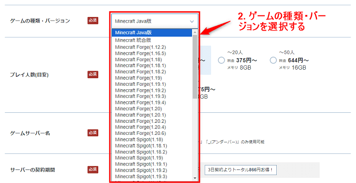 画像：ゲームの種類・バージョン