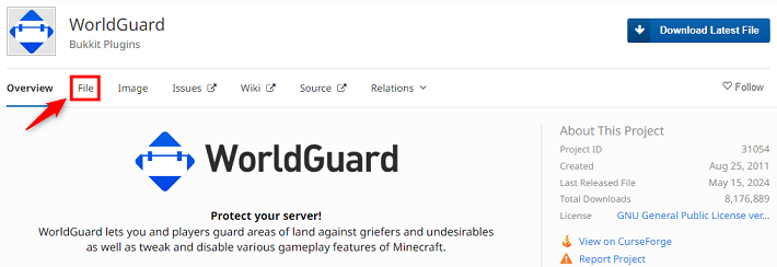 画像：WorldGuardのダウンロードページ