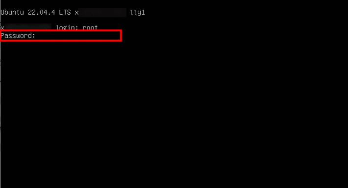 画像:rootパスワードの入力