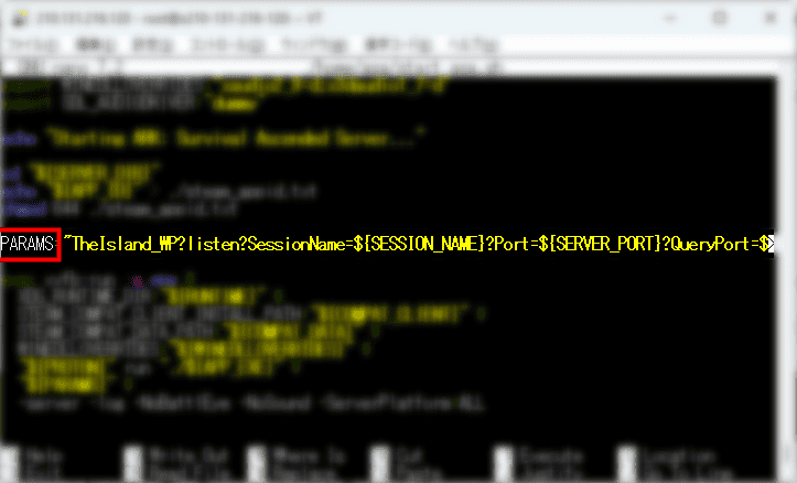 画像:「PARAMS」の行を探す