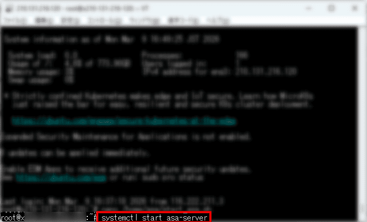 画像:ASAサーバーを起動する